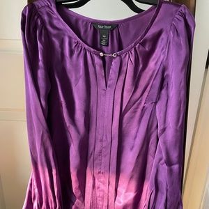 White House Black Market Purple Silk Blouse Size 6
